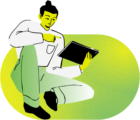 Person sitting _ Amlogy green branding